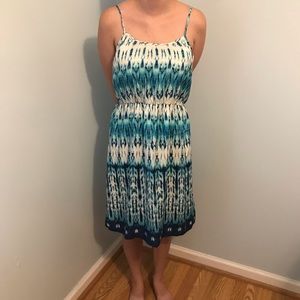 Banana Republic Blue & White Spaghetti Strap Dress